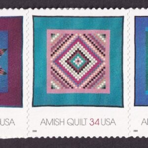 Scott #3527a (3524-3527) Amish Quilts Plate Strip of 5 Stamps - MNH