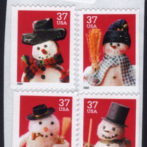 Scott #3687a Snowman Greetings - 37¢ 4 Stamps - MNH Remount #4
