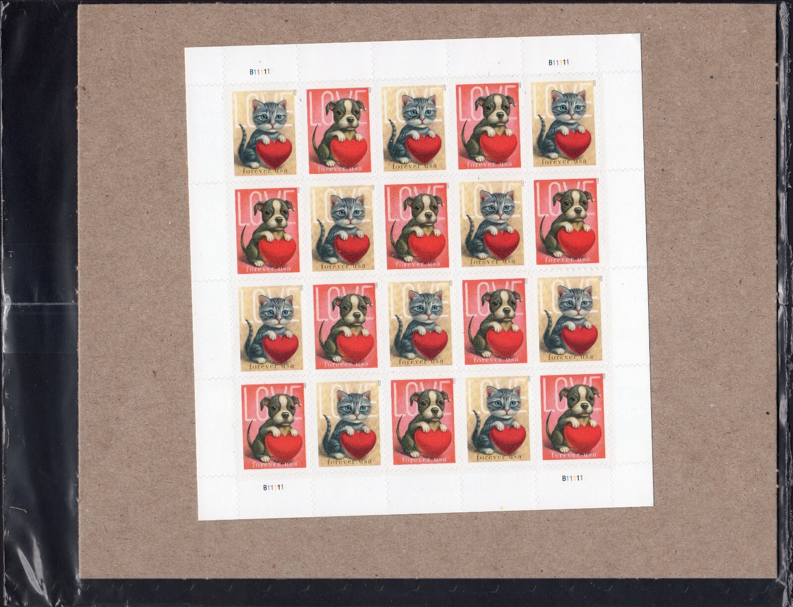 Scott #5746a (5745-46) Love Puppy & Kitten Sheet of 20 Forever Stamps - Sealed