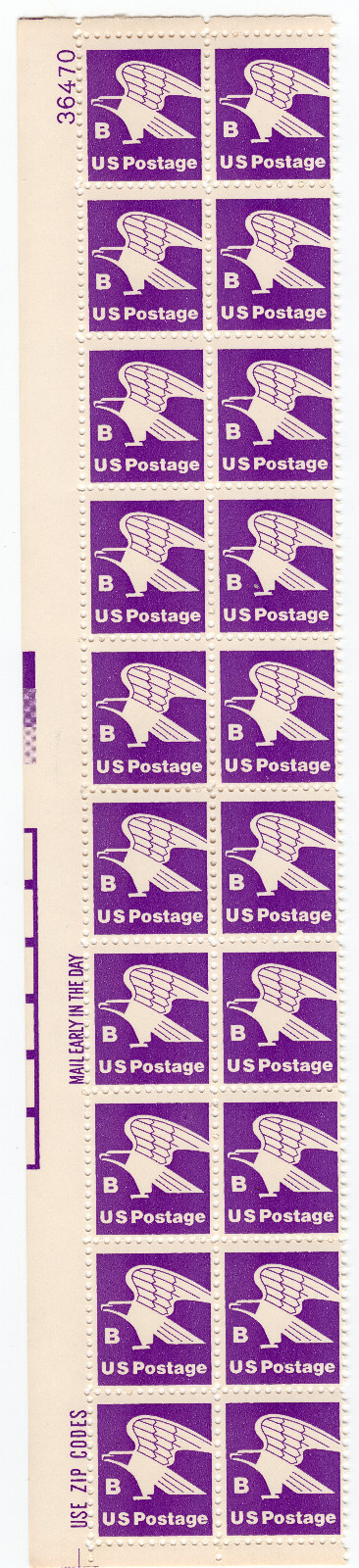 Scott #1818 B Series Eagle (Strip) Plate Block of 20 stamps - MNH P#36470 Left