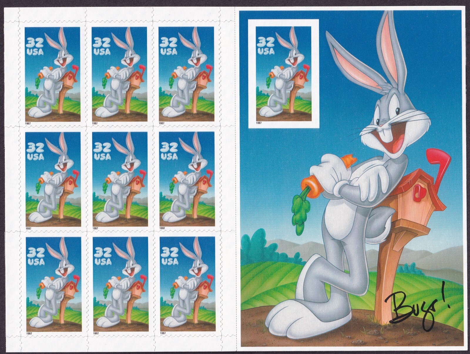 Scott #3138 Bugs Bunny Sheet of 10 Stamps - Imperf