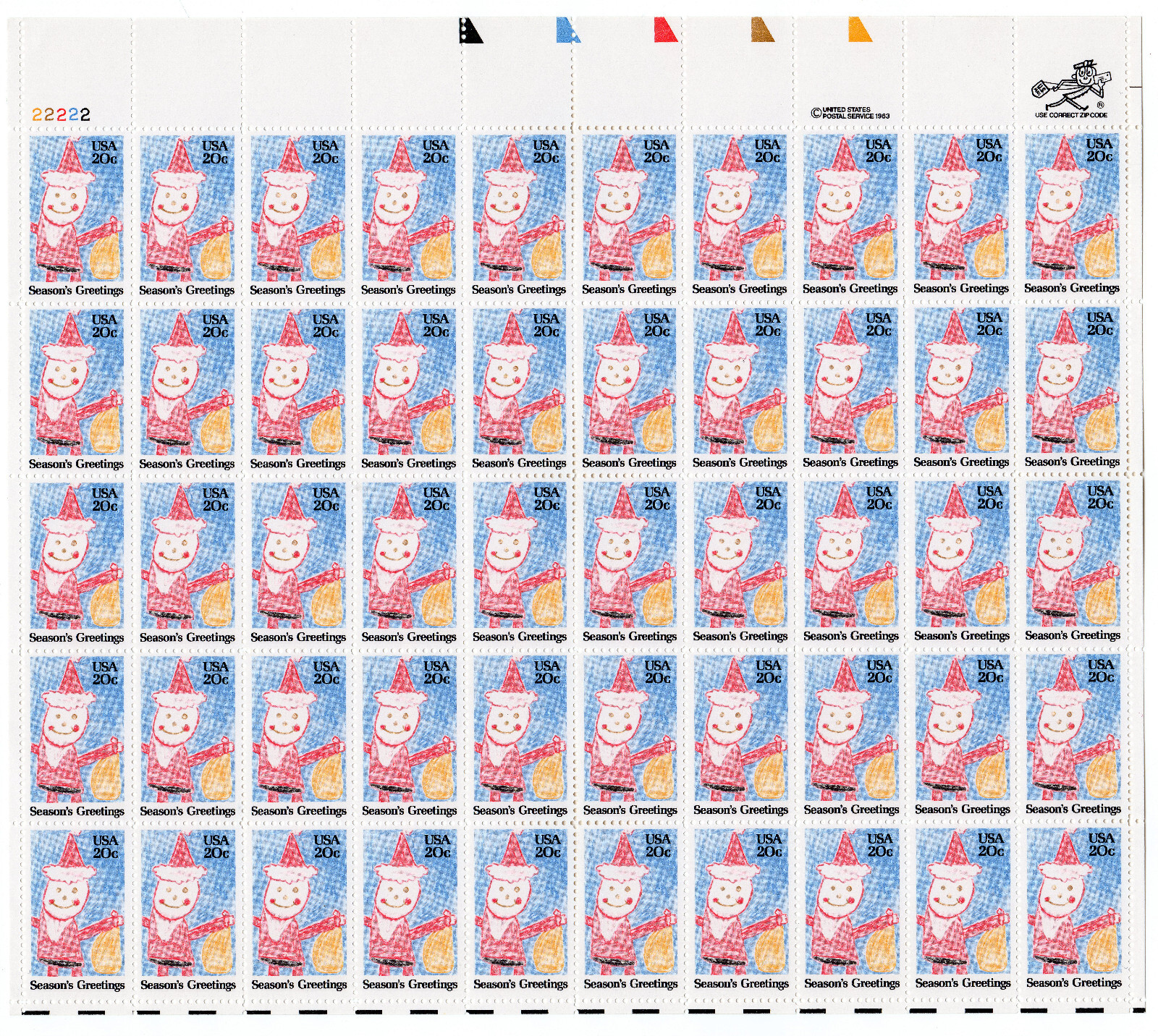 Scott #2108 Children's Santa Claus Sheet of 50 Stamps - MNH