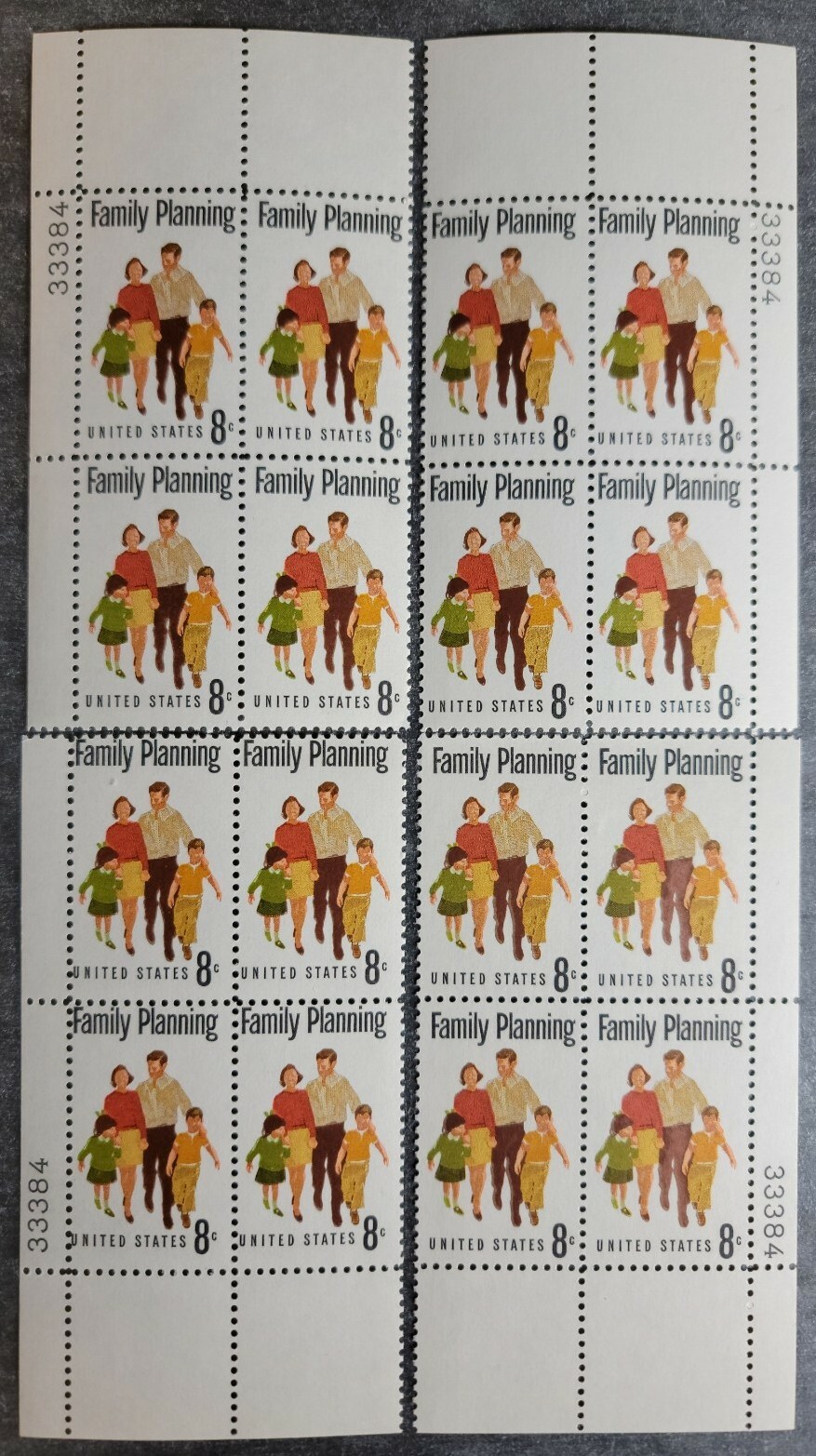 Scott #1455 Family Planning Matched Set - Plate Blocks of 4 Stamps - MNH P#33384
