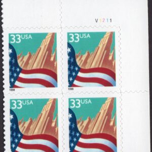 Scott #3278 Flag over City Plate Block of 4 Stamps - MNH