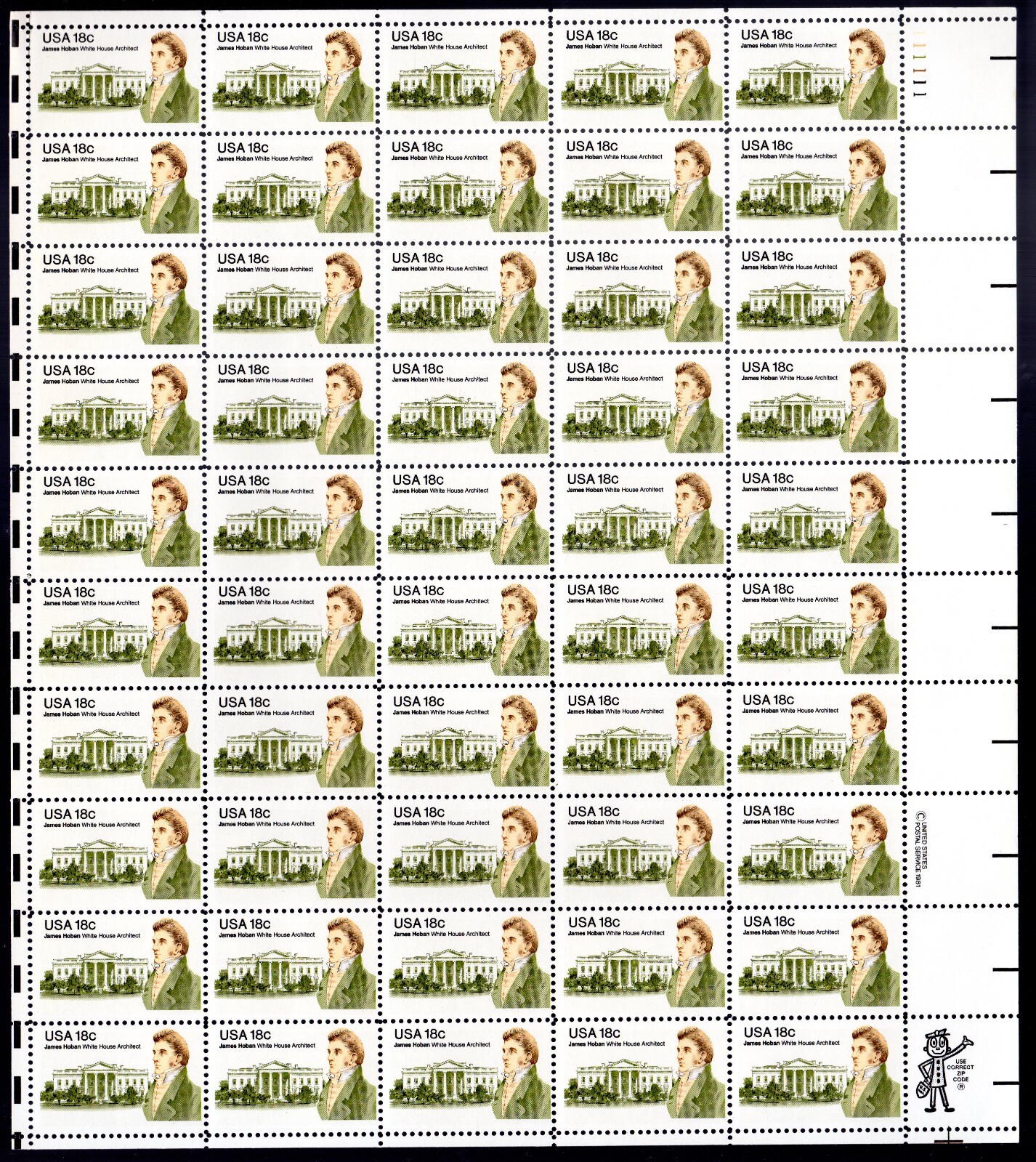Scott #1935 JAMES HOBAN ARCHITECT (White House) Sheet of 50 Stamps - MNH