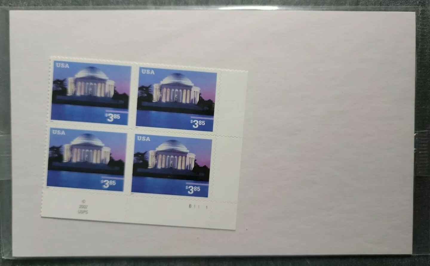 US Scott #3647 Jefferson Memorial Plate Block Of 4 Stamps - Sealed