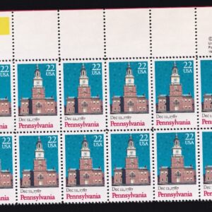Scott #2337 Pennsylvania (Strip) Plate Block of 20 Stamps - MNH