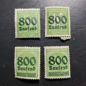 Stamp Germany Numeral Value 1923 set of 4 800th m light green