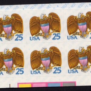 Scott #2431a Eagle & Shield Booklet Pane Plate Block of 6 Stamps - MNH Y B