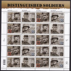 Scott #3396a (3393-3396) Distinguished Soldiers Sheet of 20 Stamps -MNH