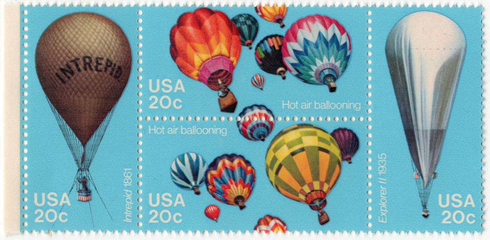Scott #2032-2035 (2035a) Hot Air Balloons Block of 4 Stamps - MNH