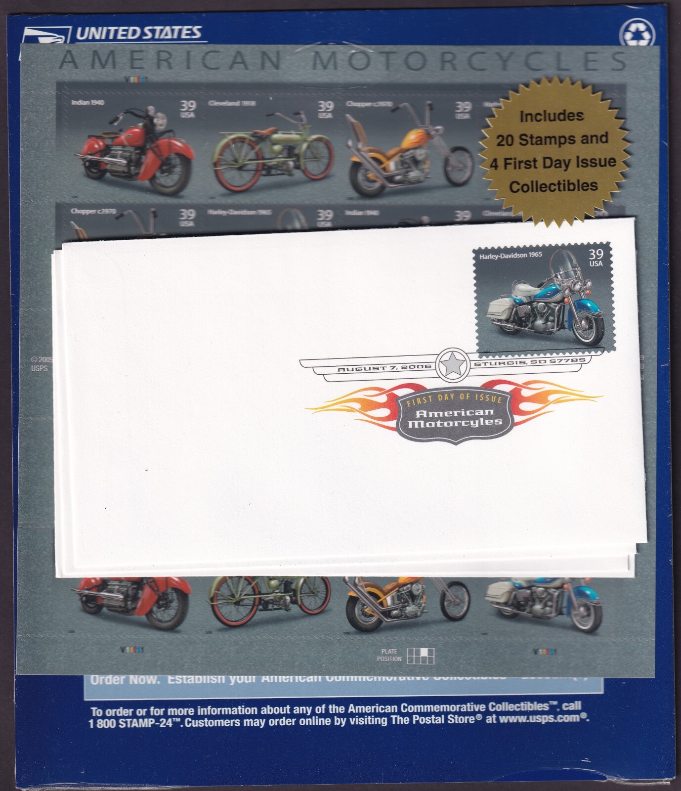 Scott #4088a (4085-88) American Motorcycles Sheet of 20 Stamps w/FDC - Sealed