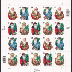 Scott #3540b (3537-3540) Santa Claus and Tree Sheet Of 20 Stamps - MNH