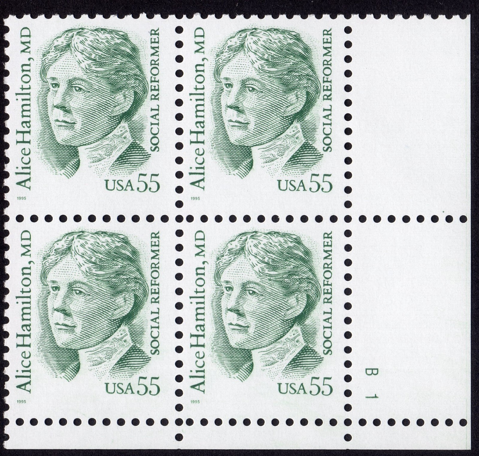 Scott #2940 Alice Hamilton, MD Plate Block Of 4 Stamps - MNH P#B1