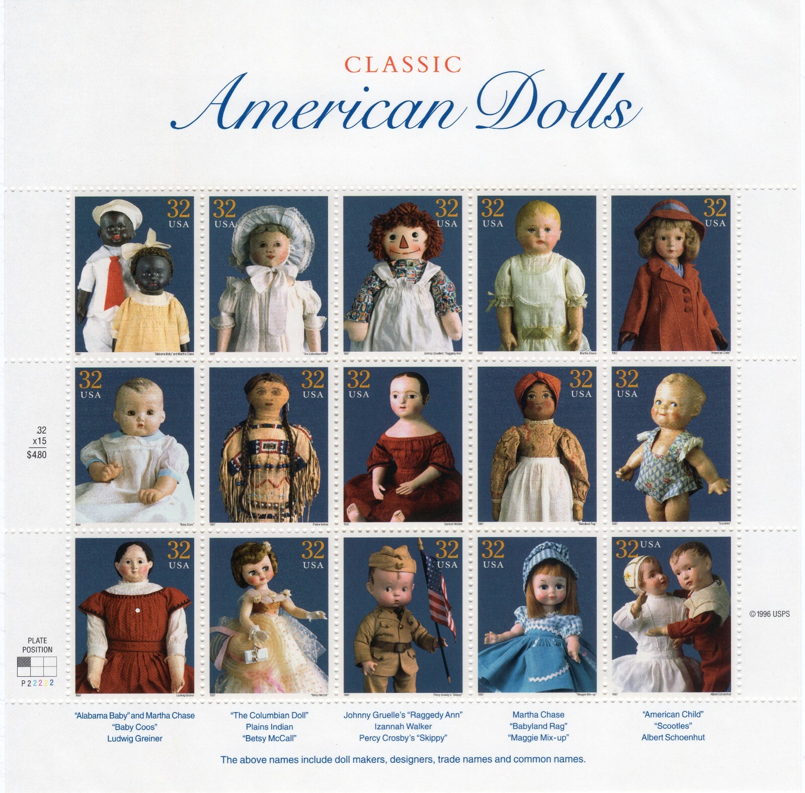 Scott #3151 American Dolls Sheet of 15 Stamps - MNH