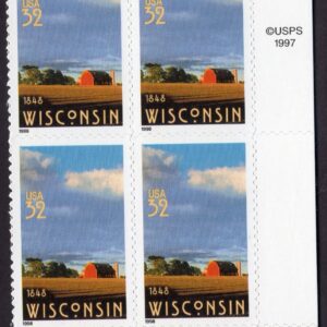Scott #3206 Wisconsin Plate Block of 4 Stamps - MNH