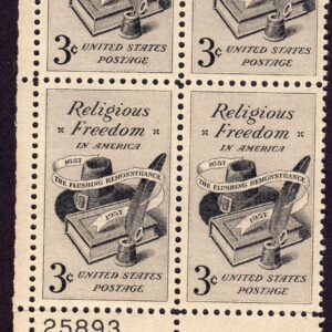 Scott #1099 Religious Freedom Plate Block of 4 Stamps - MNH P#25893