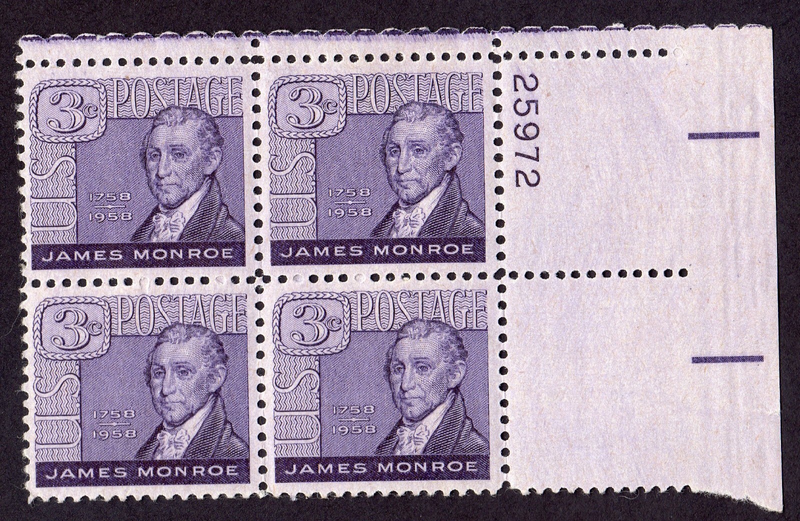 Scott #1105 James Monroe Plate Block of 4 Stamps - MNH P#25972