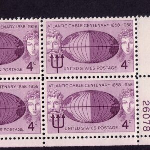 Scott #1112 TransAtlantic Cable Plate Block of 4 Stamps - MNH P#26078
