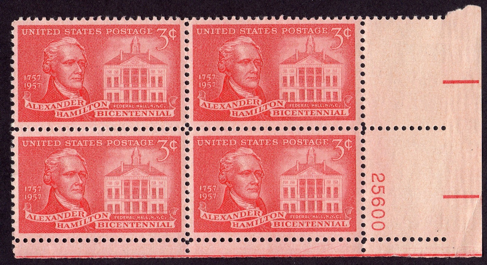 Scott #1086 Alexander Hamilton Plate Block of 4 Stamps - MNH P#25600