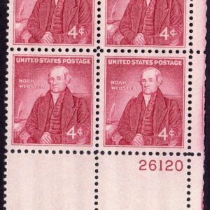 Scott #1121 Noah Webster (Dictionary) Plate Block of 4 Stamps - MNH P#26120