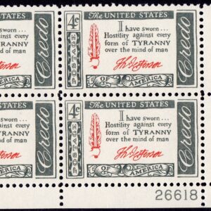 Scott #1141 Credo - Thomas Jefferson Plate Block of 4 Stamps - MNH P#26618
