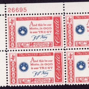 Scott #1142 Credo - Francis Scott Key Plate Block of 4 Stamps - MNH P#26695