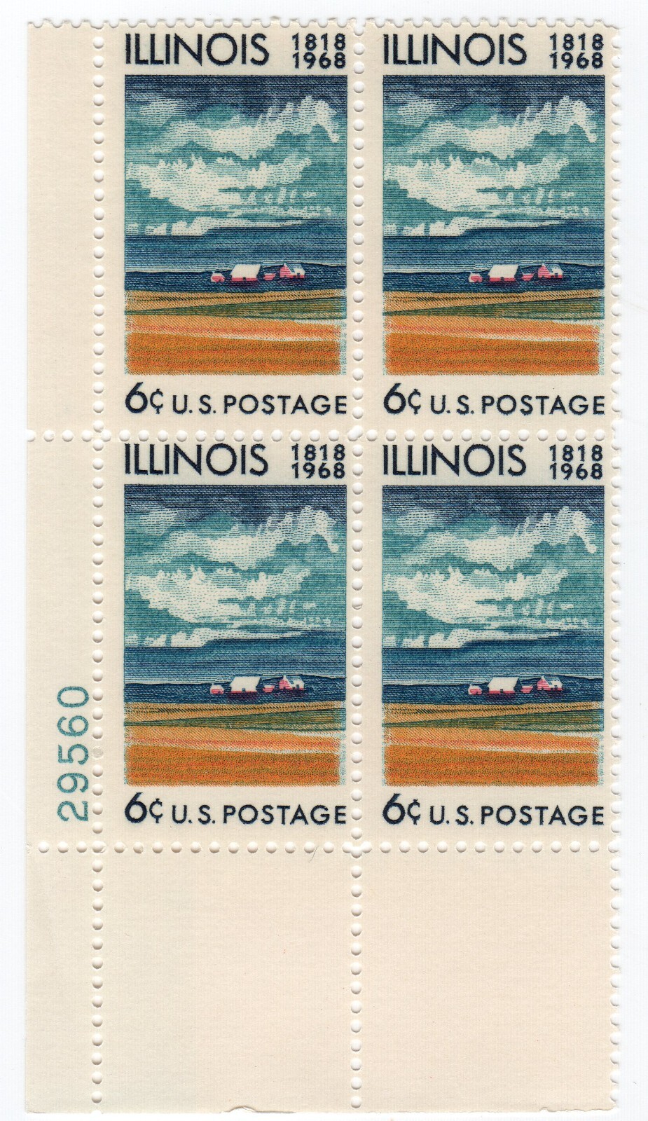 Scott #1339 Illinois Plate Block of 4 Stamps - MNH