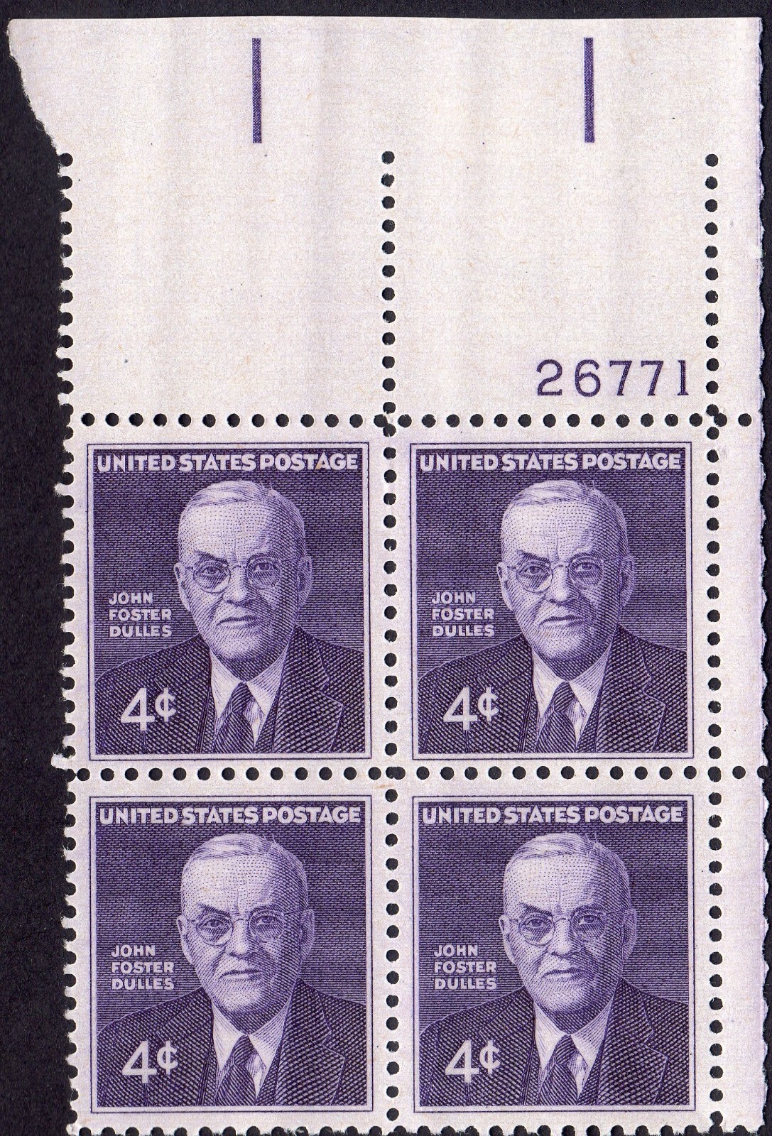 Scott #1172 John Foster Dulles Plate Block of 4 Stamps - MNH P#26771