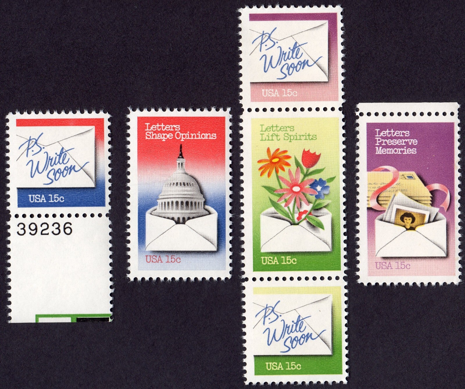 Scott #1810a (1805-10) Letter Writing (6) Single Stamps - MNH