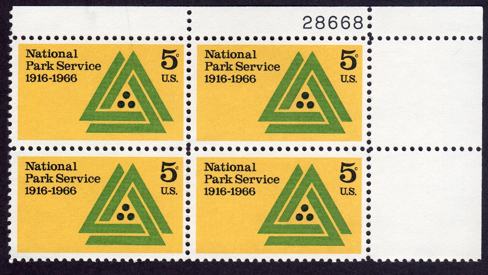 Scott #1314 National Park Service Plate Block of 4 Stamps - MNH