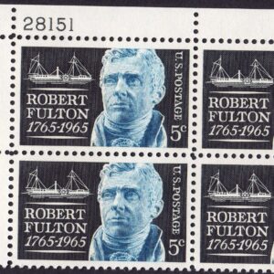 Scott #1270 Robert Fulton Steamboat Plate Block of 4 Stamps - MNH