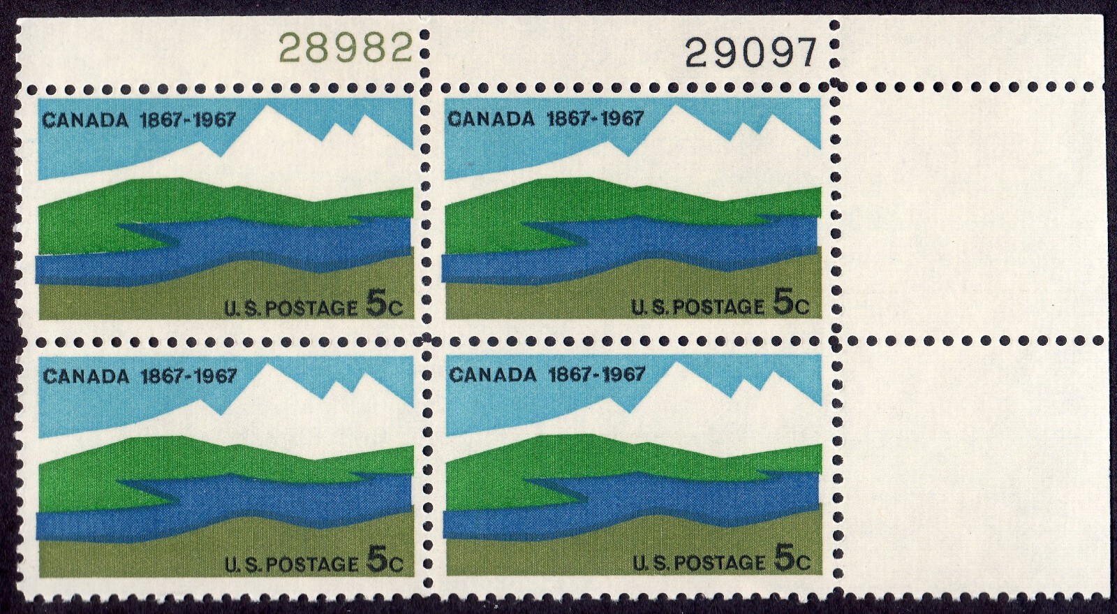 Scott #1324 Canada Plate Block of 4 Stamps - MNH
