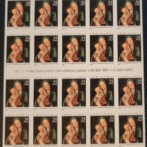 Scott #3536a 34¢ Christmas Madonna (Costa) Booklet of 20 Stamps - MNH P#B1111
