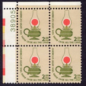 Scott #1611 Kerosene Table Lamp Plate Block OF 4 Stamps - MNH P#38905