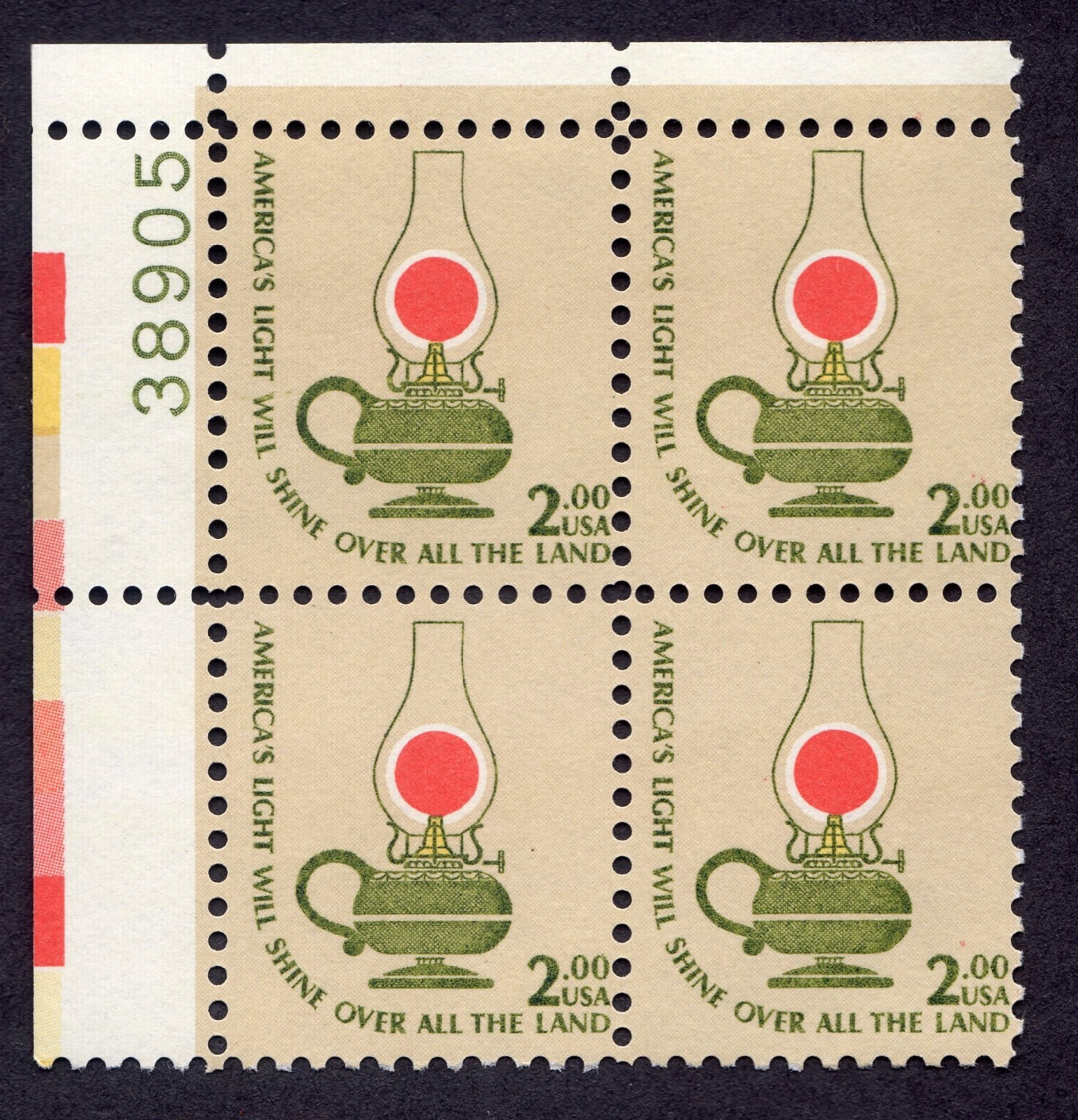 Scott #1611 Kerosene Table Lamp Plate Block OF 4 Stamps - MNH P#38905