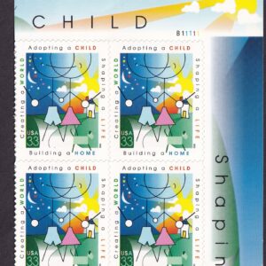 Scott #3398 33¢ ADOPTING A CHILD Plate Block of 4 Stamps - MNH