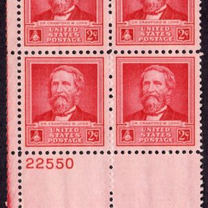 Scott #875 Dr. Crawford Long (Ether) Plate Block of 4 Stamps - MNH P#22550