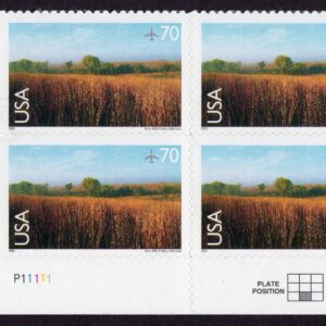 Scott #c136 Nine-Mile Prairie Plate Block of 4 Airmail Stamps - MNH P#11111 LL