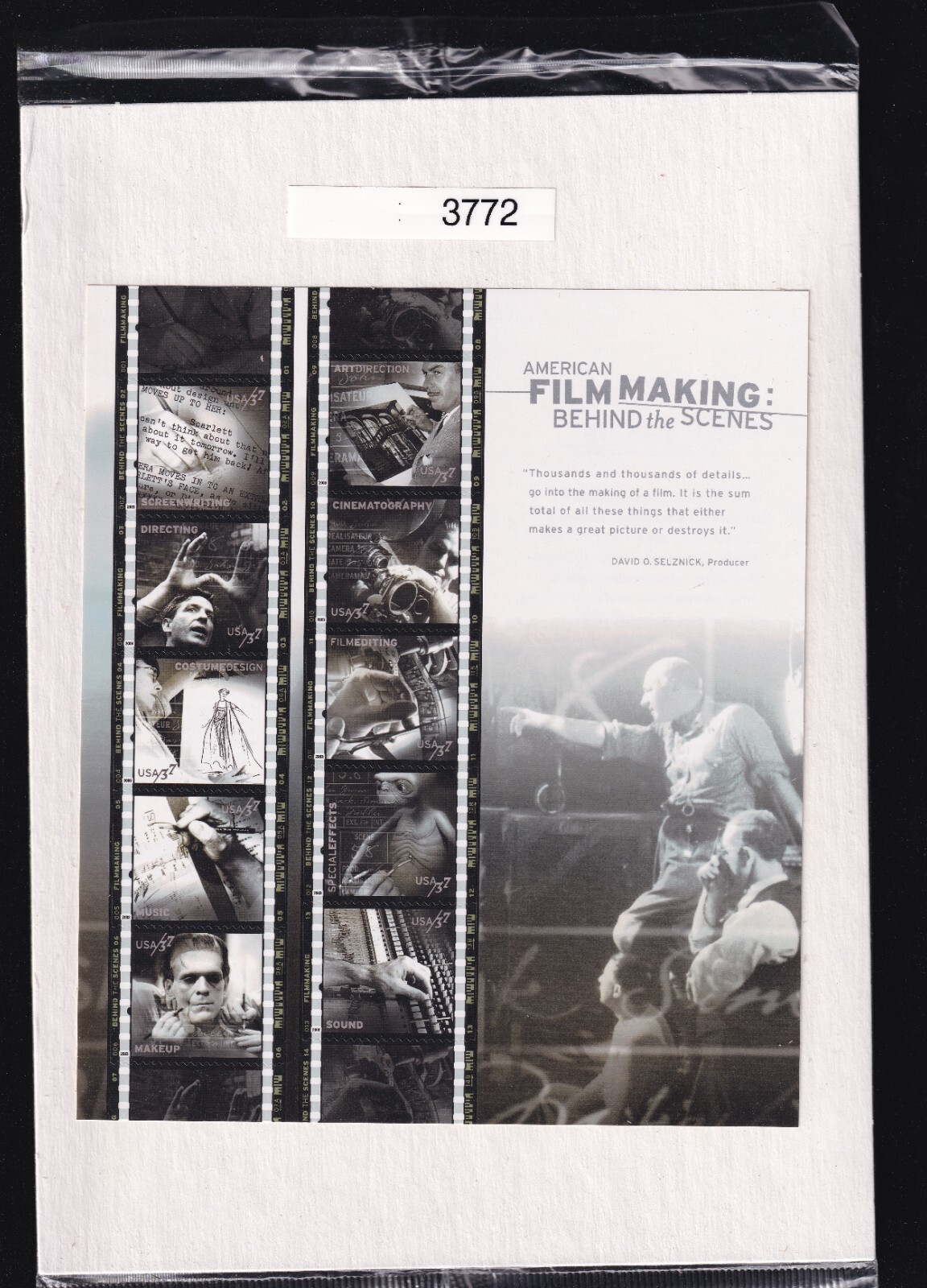 Scott #3772 American Filmmaking Sheet of 10 Stamps - Sealed White