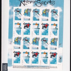 Scott #3324a (3321-3324) Xtreme Sports Sheet of 20 Stamps - Sealed White