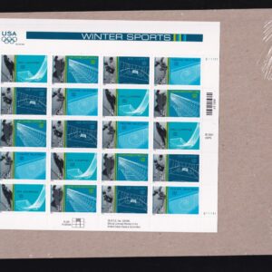 Scott #3555a Winter Sports Sheet of 20 Stamps - Sealed Brown