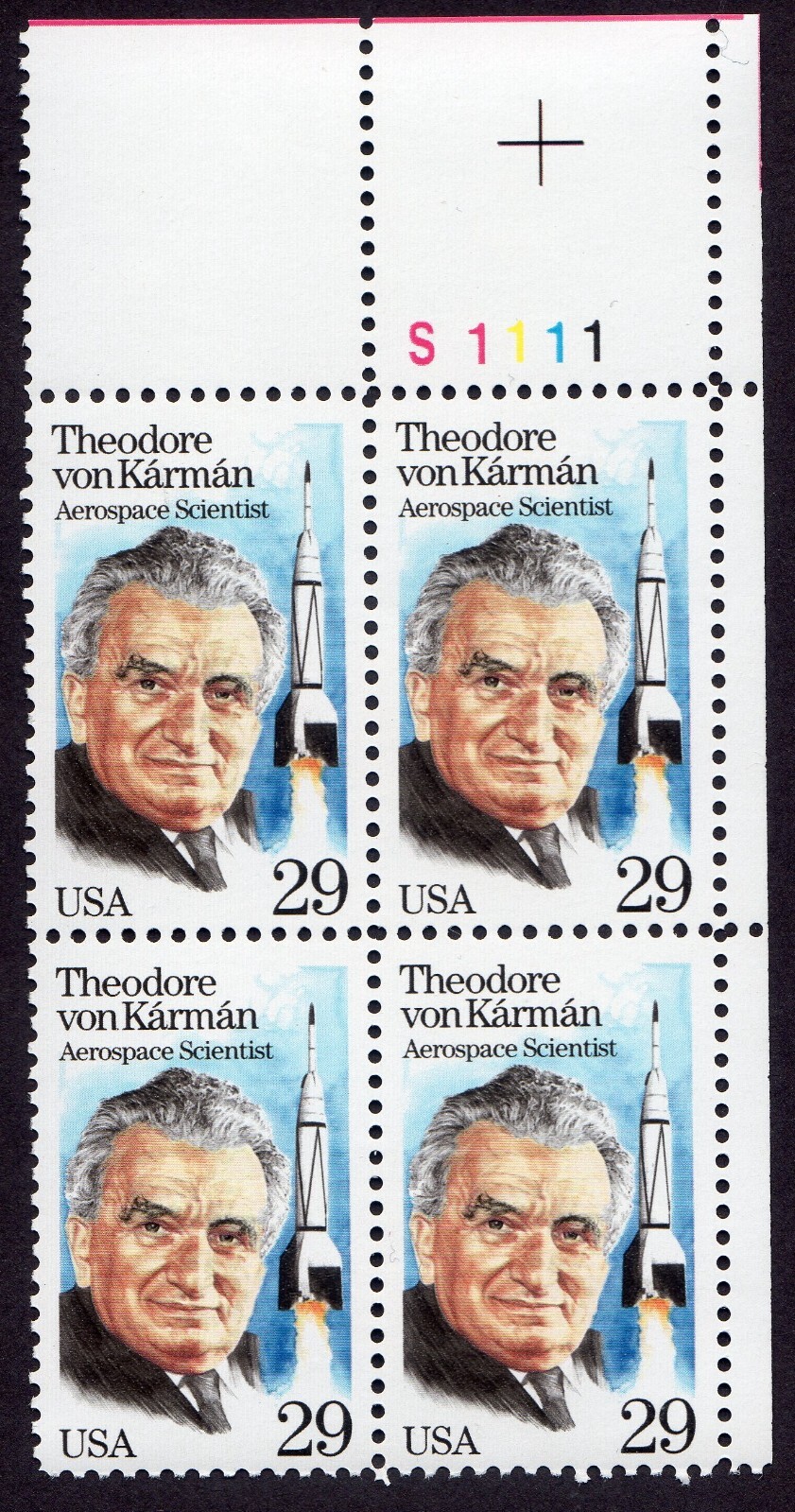 Scott #2699 Theodore von Kaman (Rocket Scientist) Plate Block of 4 Stamps - MNH
