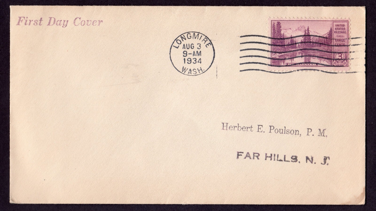 Scott #742 Mount Rainer Longmire WA 08-03-1934 FDC