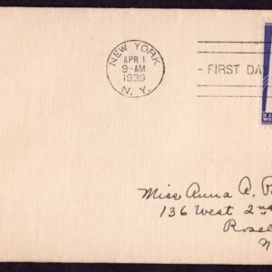 Scott #853 World's Fair New York NY 04-01-1939 FDC
