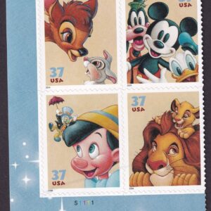 Scott #3868a (3865-68) Disney Friendship Plate Block of 4 Stamps MNH P#S1111 LL