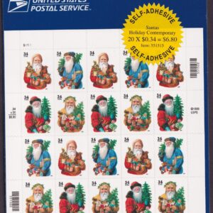 Scott #3540b Santa Claus and Tree Sheet Of 20 Stamps - Sealed