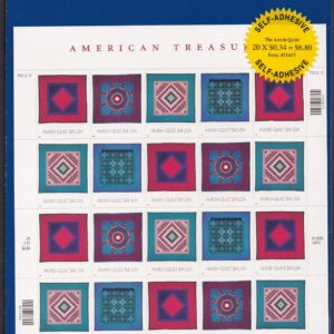 Scott #3527a (3524-3527) Amish Quilts Sheet of 20 Stamps - Sealed Blue