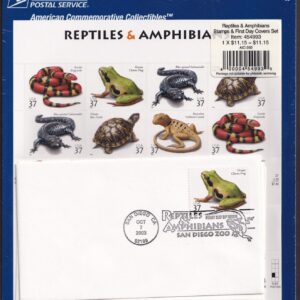 Scott #3818a Reptiles and Amphibians Sheet of 20 Stamps w/FDC - Sealed Blue