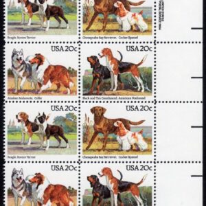Scott #2101a (2098-2101) Dogs (Retrievers) Plate Block of 16 Stamps - MNH LR